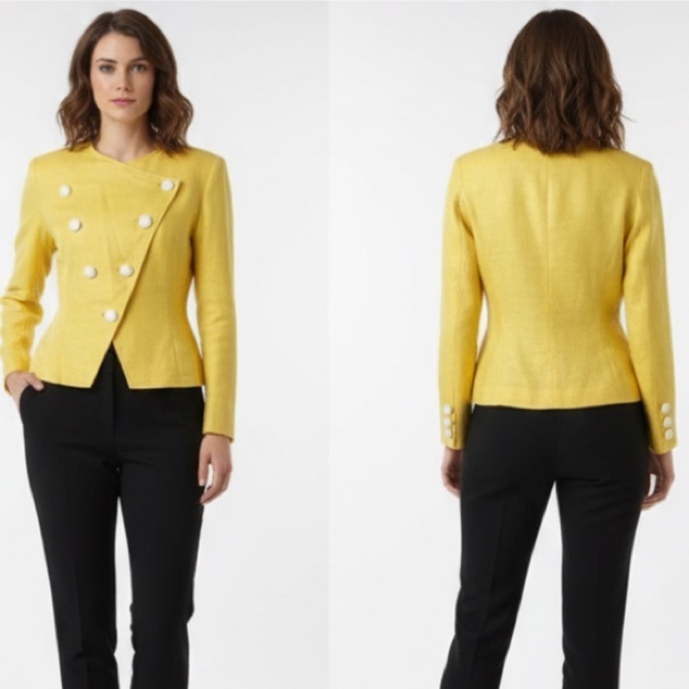 VTG Oscar de la Renta Elegant Yellow Double-Breasted Women's Blazer size S